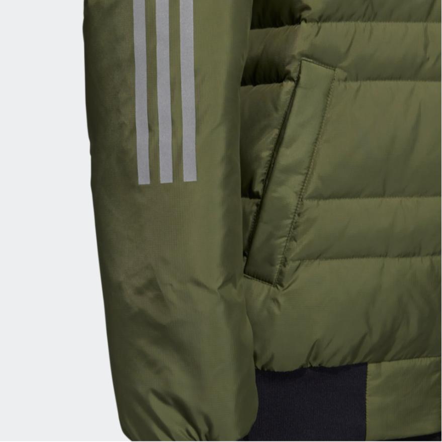 Adidas Neo Metallic 3-Stripes Sports Hooded Down Jacket Men Outerwear Olive H45270