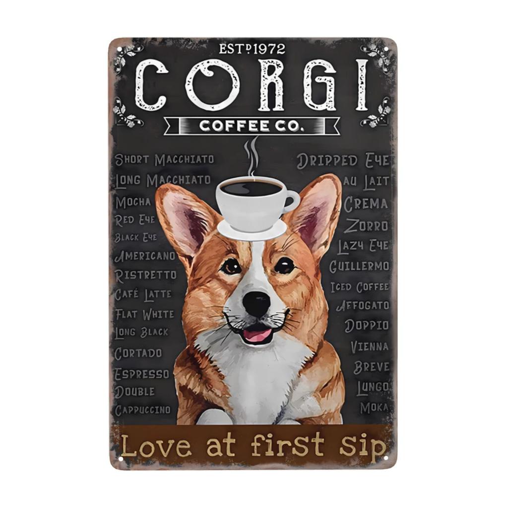 Mfoever  Coffee Metal Signs Bernese Mountain Dog Coffee Co Awaken The Senses Signs Vintage Signs for Home Cafe Kitchen X Inch