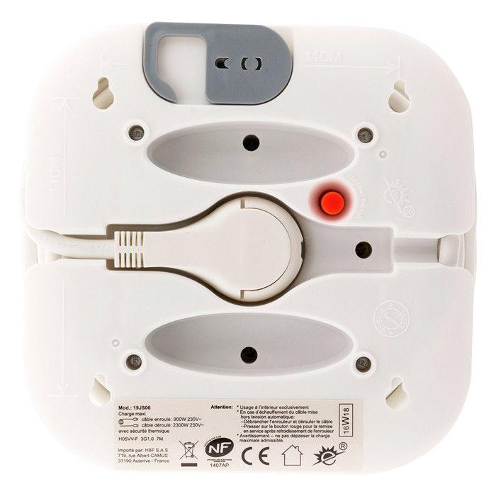 Enrouleur domestique 4x16A 2P+T fiche extraplate 3G1mm² 7m - Blanc - Zenitech