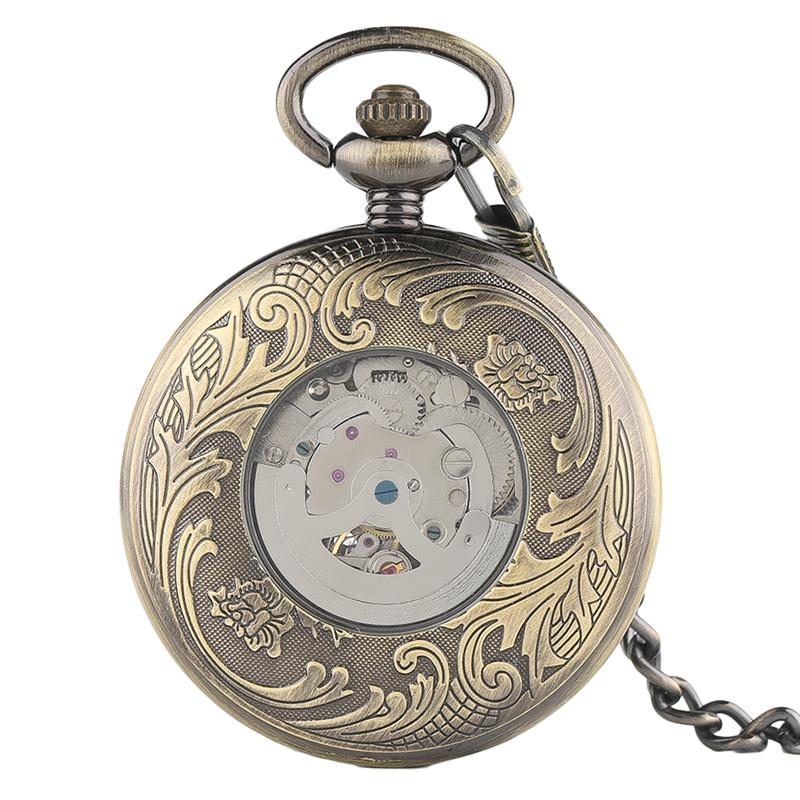 Beautiful Phoenix Mechanical Pocket Watch Charm Lucky Pendant Flower Carving Auto Watches Men Women Unisex Vintage Special Gifts