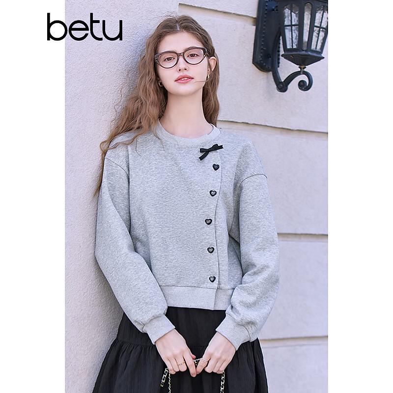 Betu Women's Asymmetrical Round Neck Long Sleeve Sweatshirt