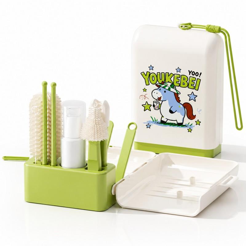Portable Baby Bottle Brush Set Silicone Nipple Cleaner Travel