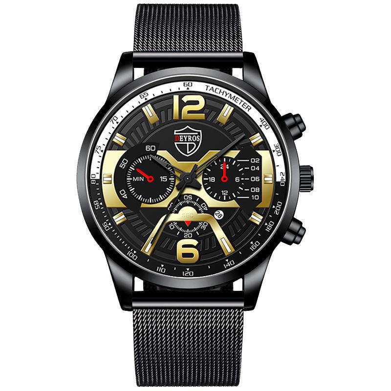 Fashion Men'S Calendar Watch Milan Mesh Strap Business Quartz Watch
