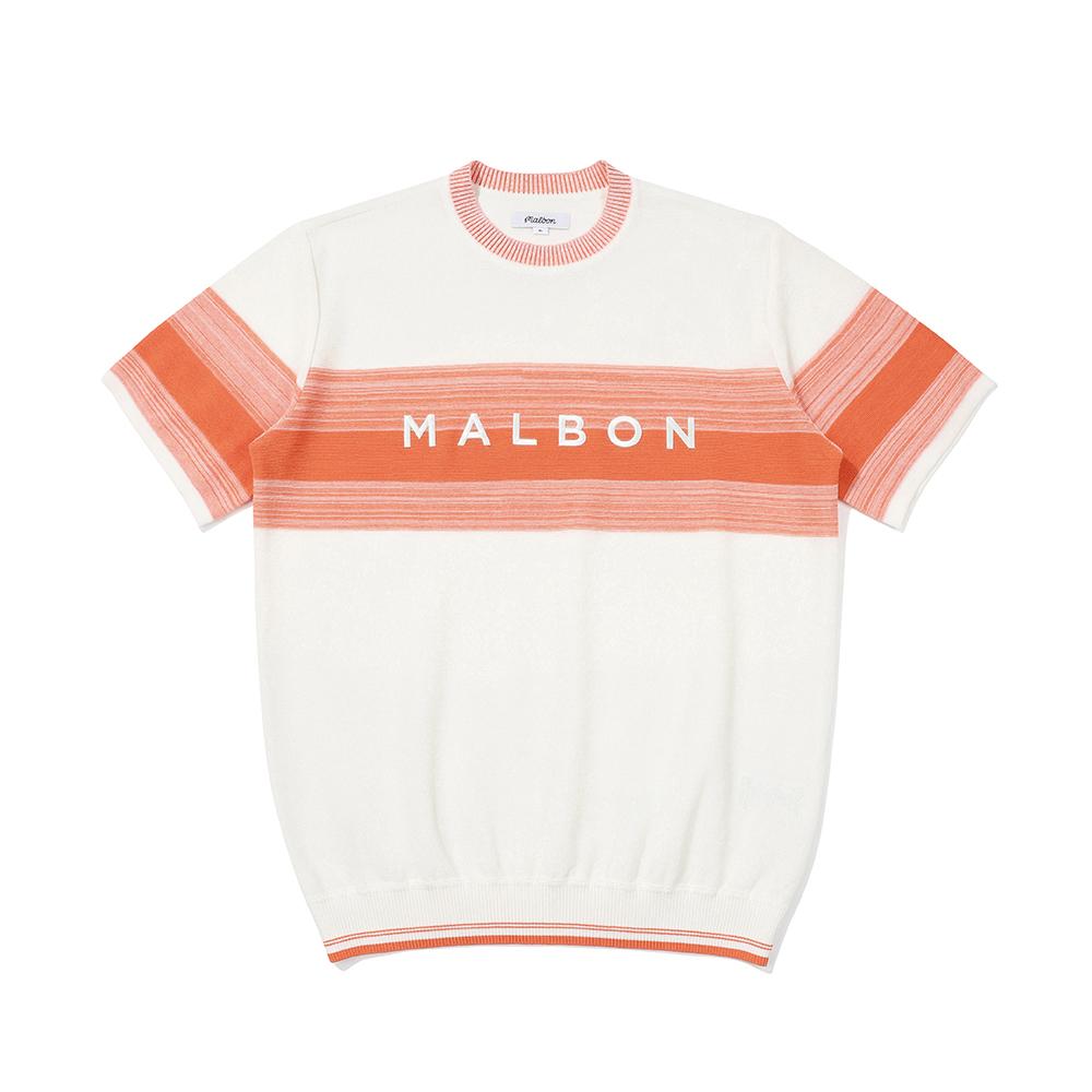 MALBON GOLF Gradient Short Sleeve Summer Knit Orange (Man)