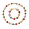 Salircon Colorful Rhinestone Chain Choker Necklace Men  Luxury Trendy Simple Clavicle Chain Necklace Bracelet Party Jewelry