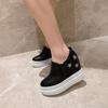 Leather Platform White Shoes Women's 2025 Spring and Autumn Models, Star Versatile Women's Shoes, Height Increase Within 12cm, Waterproof Table Muff