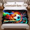 Soccer Theme Soft Blanket Personalized Custom Name Text Print Warm Blanket Home Sofa Bedroom Decor