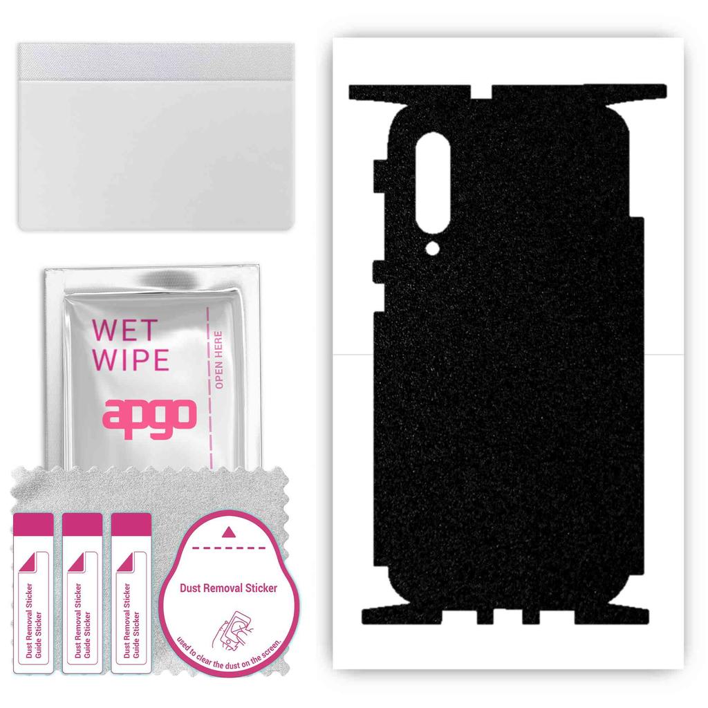apgo Protective Skin Sticker for the back+sides compatible with Xiaomi Mi 9 Pro, Full Wrap Film, Foil, Vinyl - Pattern Matte Black
