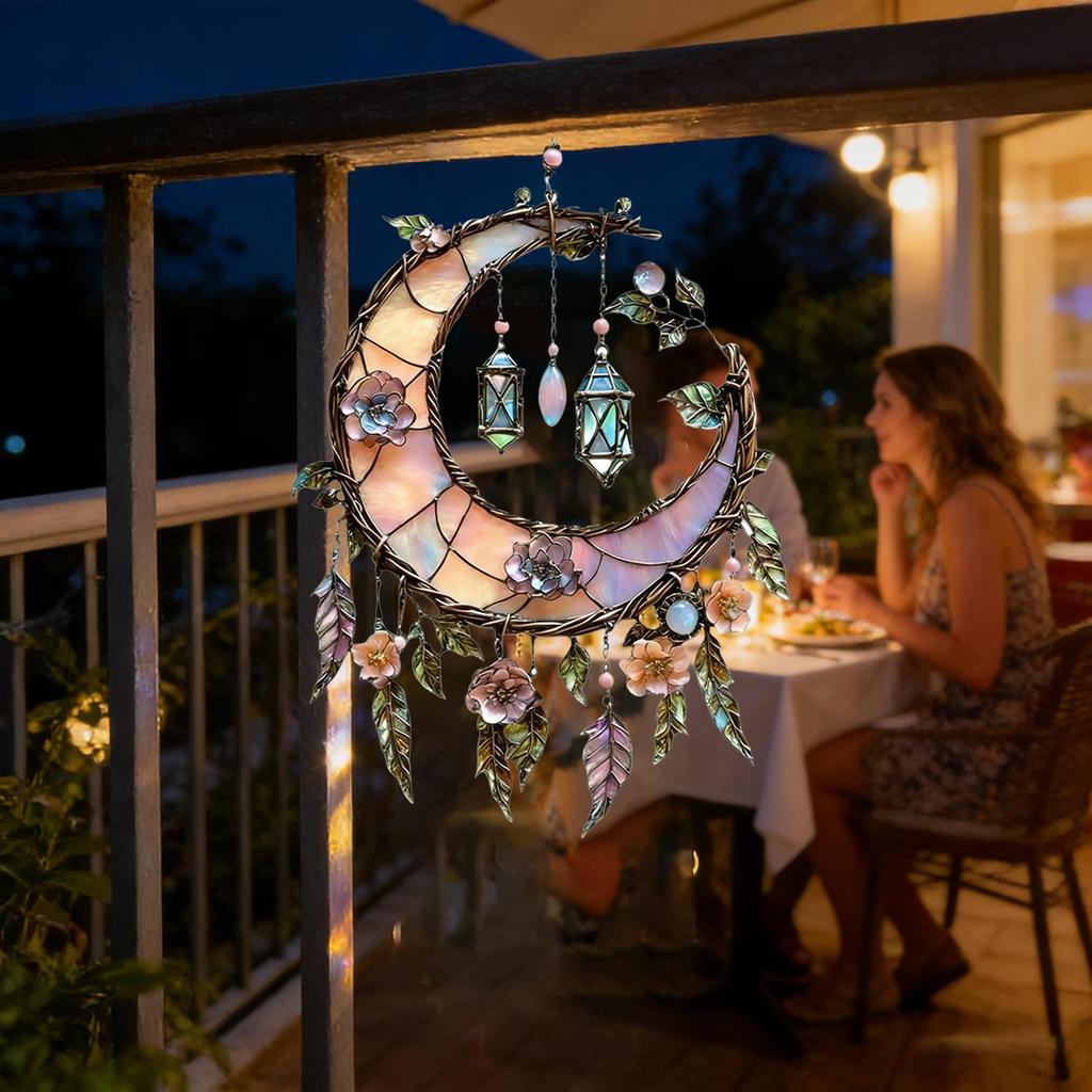 Outdoor Sun Catchers Moon Flower Window Decoration Acrylic Pendant Sunshine Catcher Ornament For Garden Home Room