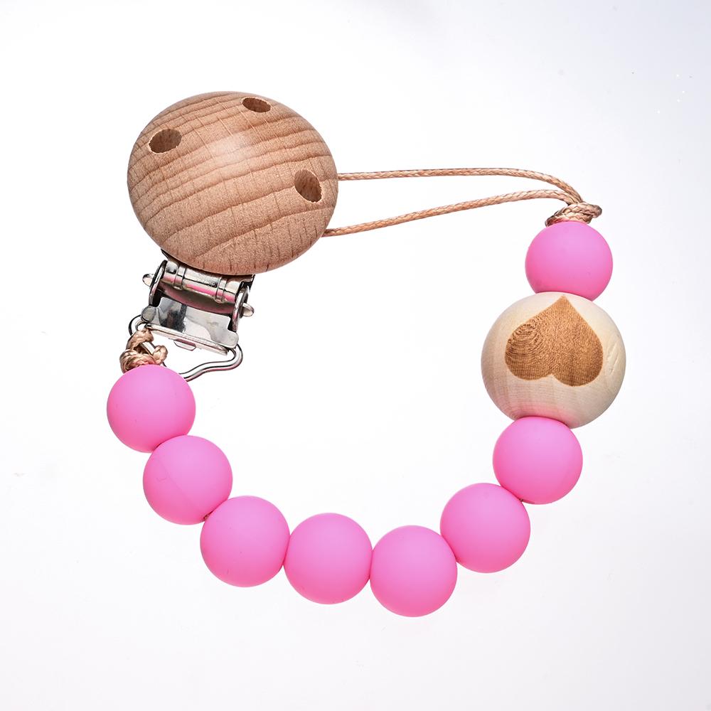 Chew Toys Shower Gift New Baby Pacifier Chain Clips Wood Pentagram Teether  Silicone Round Beads Teething Chain For Care Soother