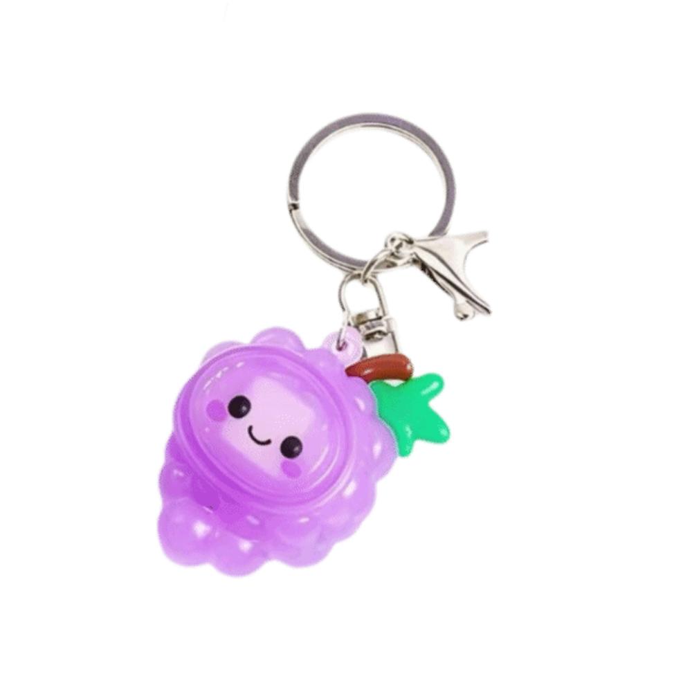Button Shape Mini Pressable Strawberry Keychain Miniature blueberry Keychain Fidget Use Grape