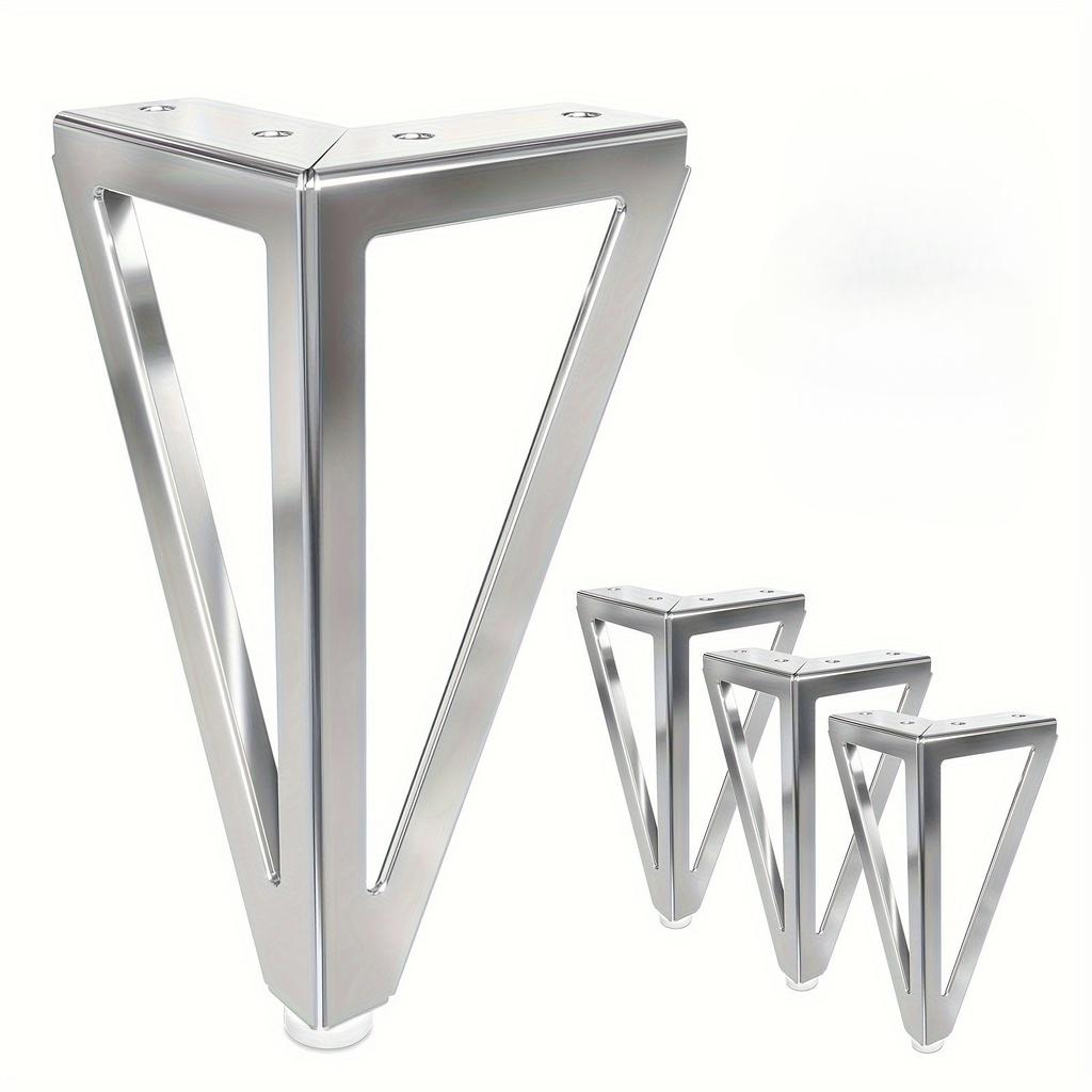 Pieds de Meuble en Métal Argenté, Pieds en Fer Épais de 15 cm pour Canapé, Meuble TV, Meuble de Salle de Bain et Table Basse - Finition Polie