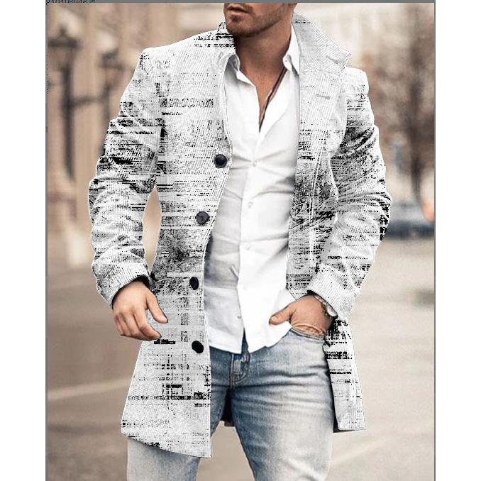 Spring New Men's Pocket Versatile Daily Retro Stand Up Collar Medium Long Woolen Coat Men's Casual Coat Men's Clothing