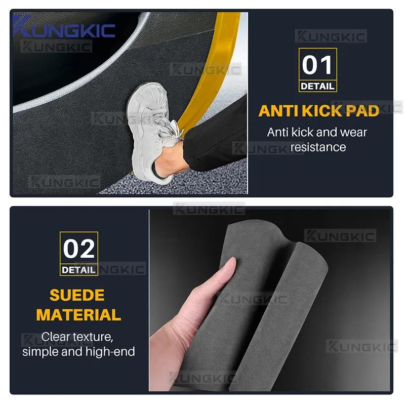 Suede Door Anti-kick Pad For Fiat 500 2008-2024 Abarth 595 695 2012-  2024 Car Leather Carbon Mat Interior Trim Accessories