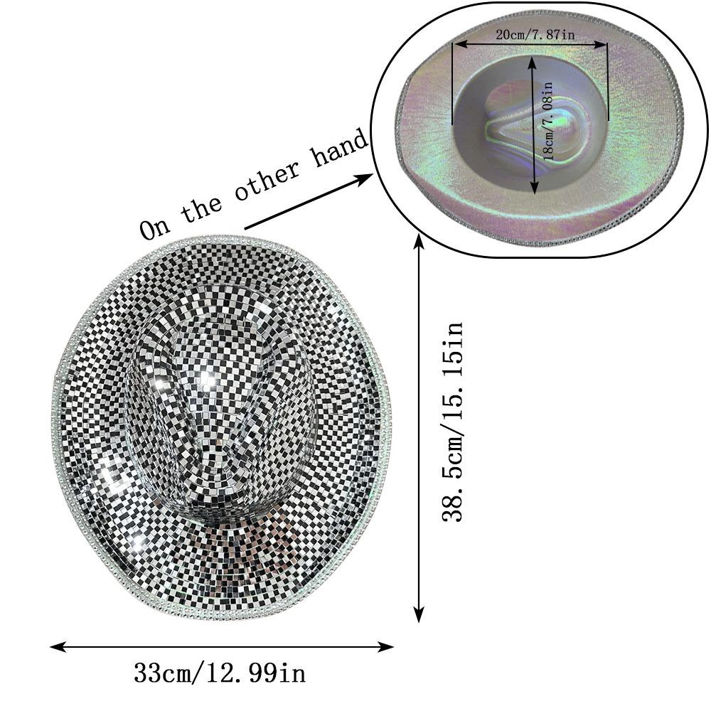 Retro Ball Cowboy Hat New Glitter Mirror Glass Disco Ball Hat Classic Glitter Ball Disco Fashion Ball Hat For Cowboy & Cowgirl