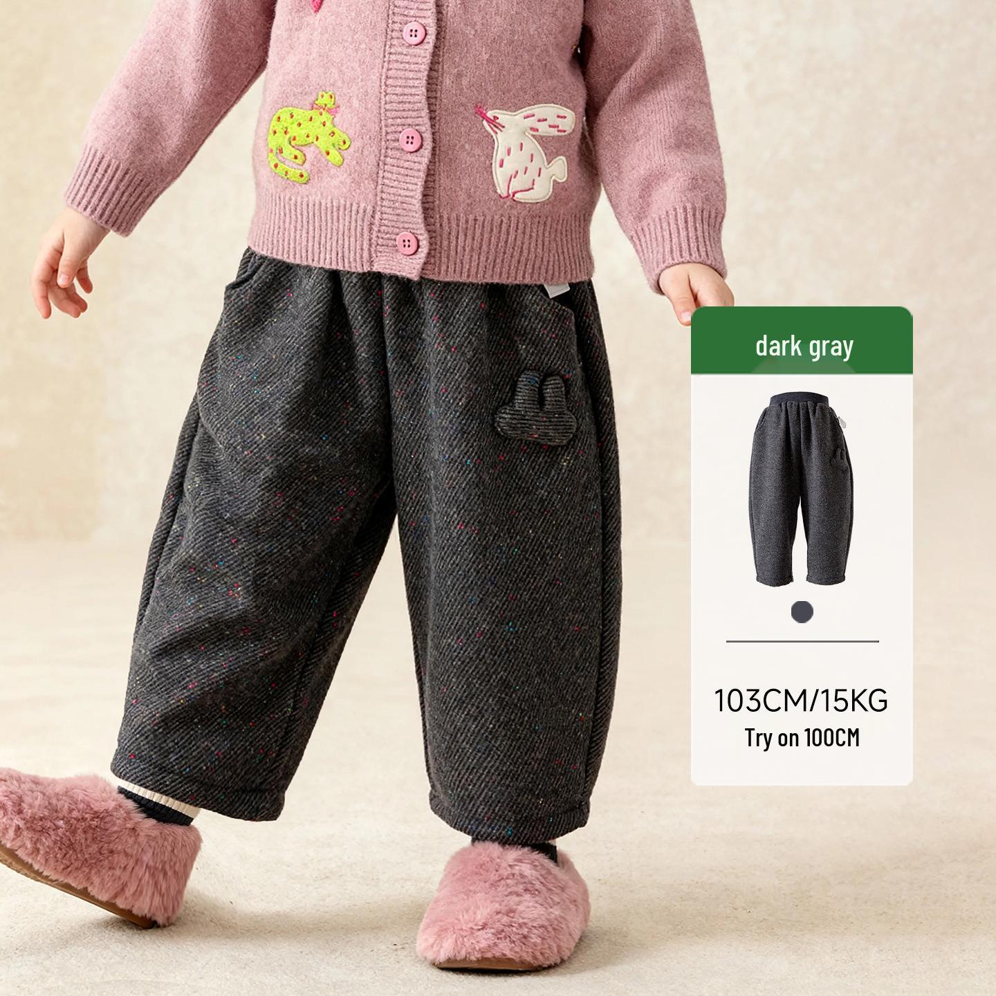 

Тунбэй 2025 Зимние Детские Повседневные Брюки с Двойным Слоем Флисовой Подкладки - Толстые, Теплые, Универсальная Мода. 110 cm