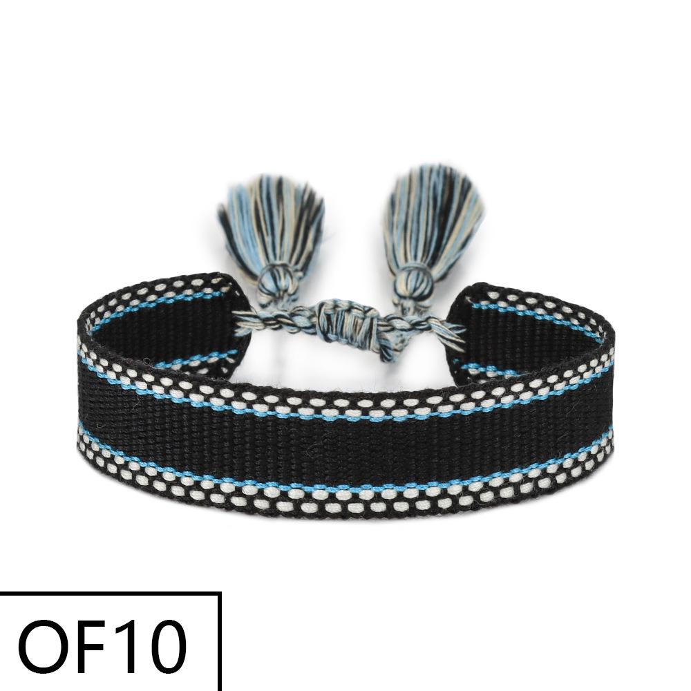 Embroiderable Polyester Cotton Letter Tassel Bracelet for Women – 1.5cm Woven Wristband