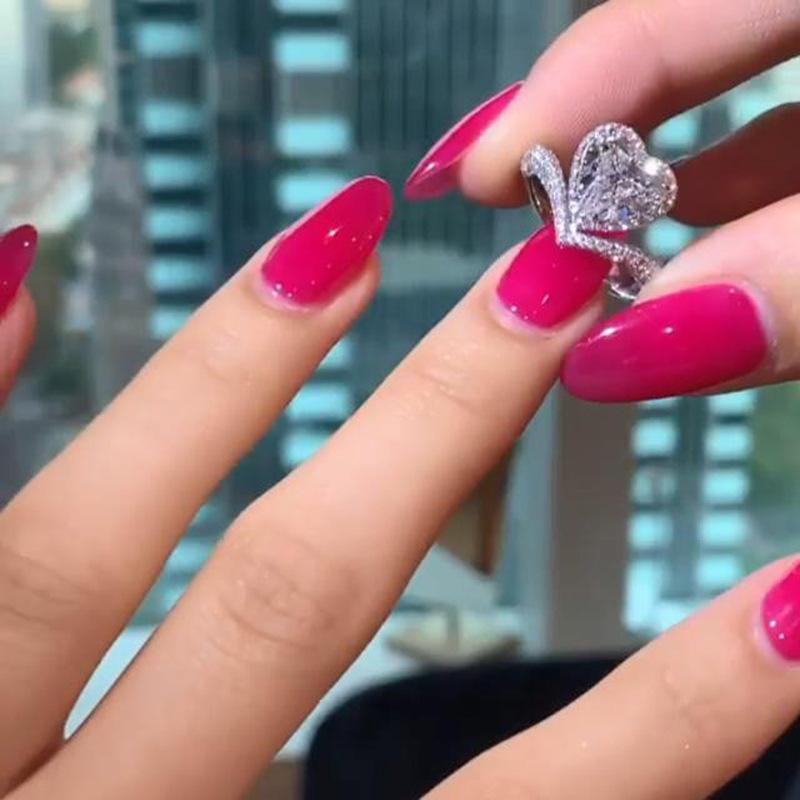 Fashion creative, cute peach heart zircon ring for women, Valentine's Day gift, couple heart ring.
