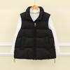 Loose Sleeveless Short Stand-up Collar Vest for Winter Commuting Simple Casual Cotton Vest
