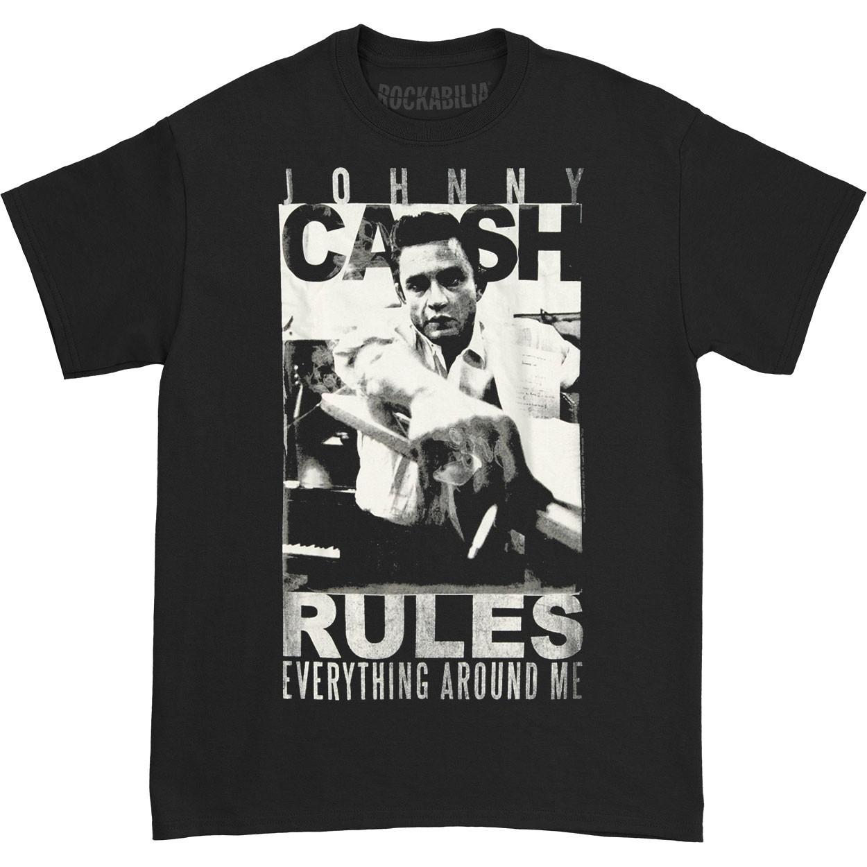 Men s Johnny Cash Rules T-shirt XX-Large Black S