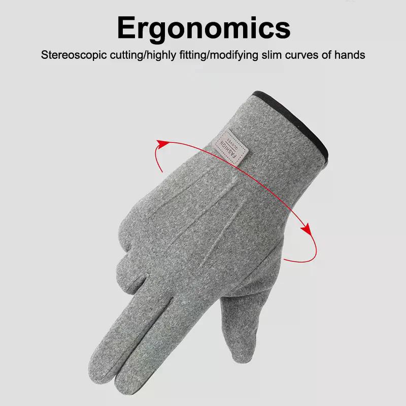 Women Men Winter Thick Plush Gloves Fashion Warm Suede Outdoor Guantes Lady Touchscreen Driving Gloves Sports Cycling Mittens