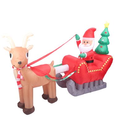 Xmas Inflatables Outdoor Decorations Santa Riding Sleigh with LED Lights Xmas Decorations for Outdoor Yard Lawn Garden