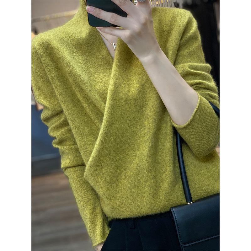 Podzim Zima Ženy Vysoce kvalitní ležérní ležérní svetr s límečkem Kašmírový svetr Merino vlna Úplety Oblečení Topy