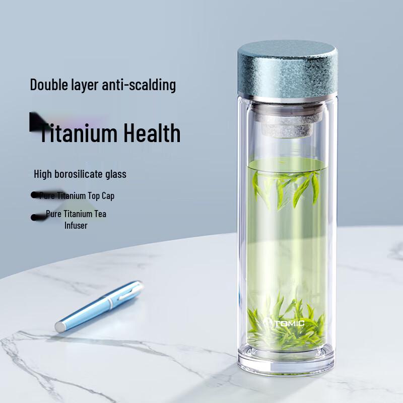TOMIC 320ml Antibacterial Double-Layer Borosilicate Glass Mug