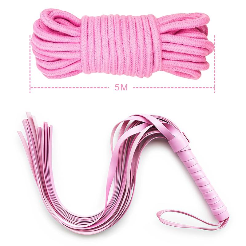 Goods For Adults Set Sexy Leather Plush Handcuffs Blindfold Spanking Soft Whips Tying Cotton Rope Couple Games Bondage Equipment