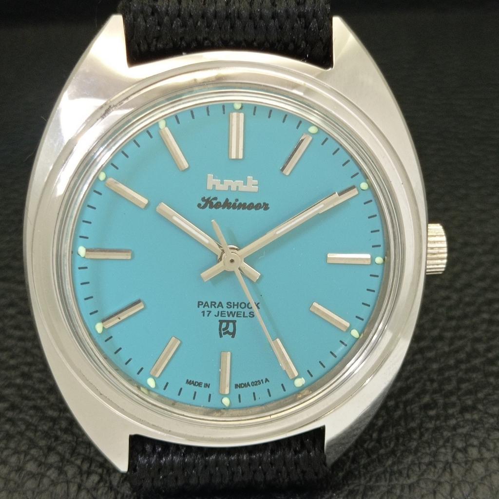 INDIAN VINTAGE HMT KOHINOOR MECHANICZNY MĘSKI ZEGAR TURKUSOWY NIEBIESKI a440979-4