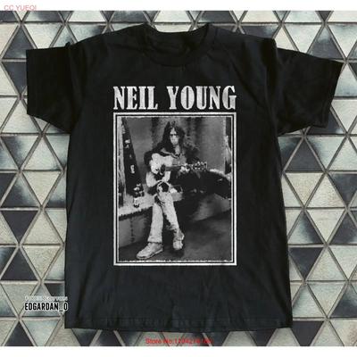 Neil Young Dorothy Chandler Pavilion 1971 Black T Shirt Size S 5XL Vintage Washed Streetwear Graphic Breathable
