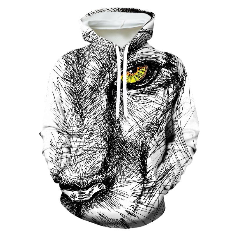 3D Sci-Fi Stil Tiger Löwe Hoodie: Trendige Europäische/Amerikanische Marke