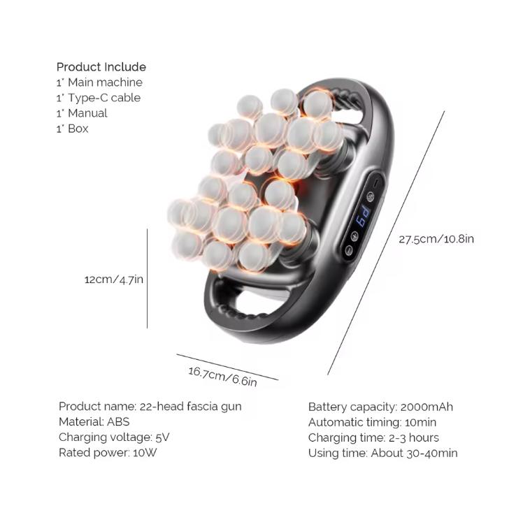 22-Head Fascia Gun High-Frequency Vibration Body Massage Gun Back and Waist Massager Neck Shoulder Massager Muscle Masajeador