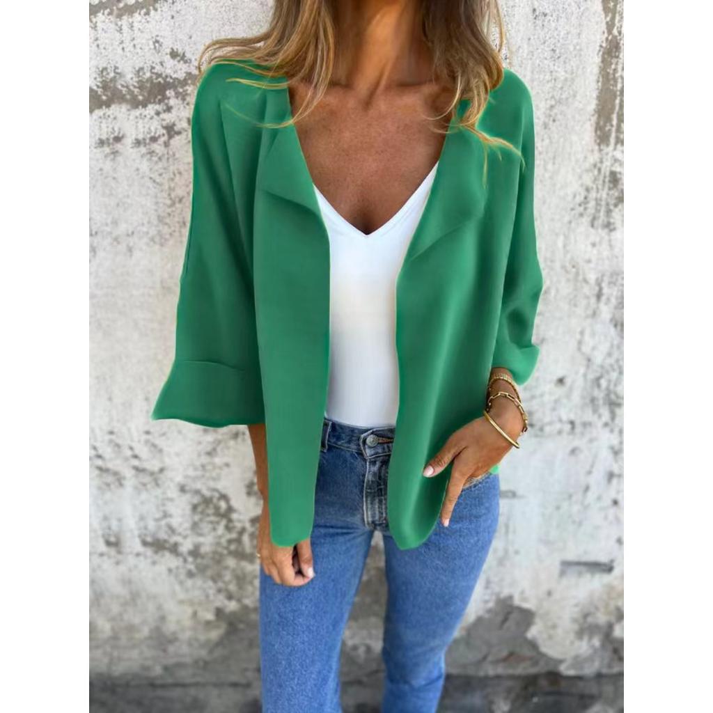 Women's Casual Solid Color Faux Suede Lapel Cardigan Coat For Spring Autumn