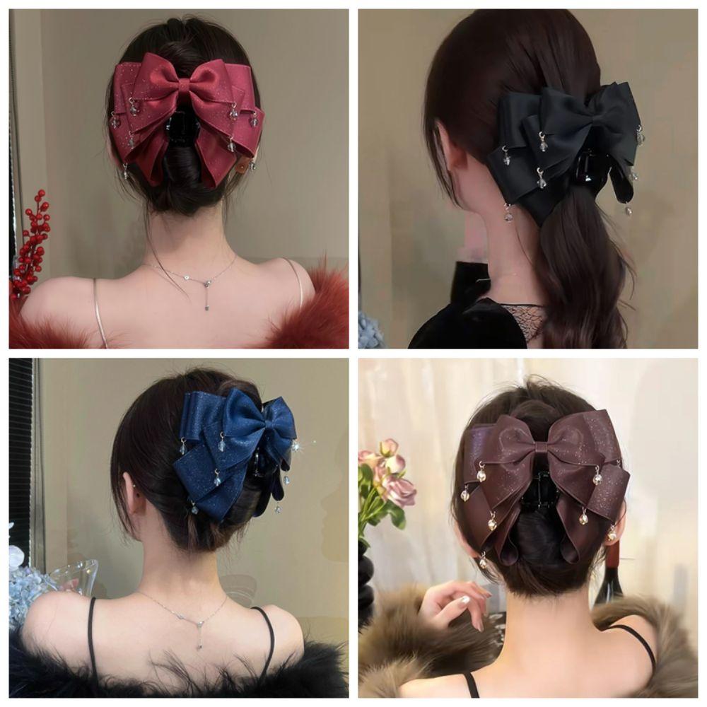 Sparkling Diamond Hair Clip Butterfly Knot Bow Clip Elegant Shark Clip For Girls Women