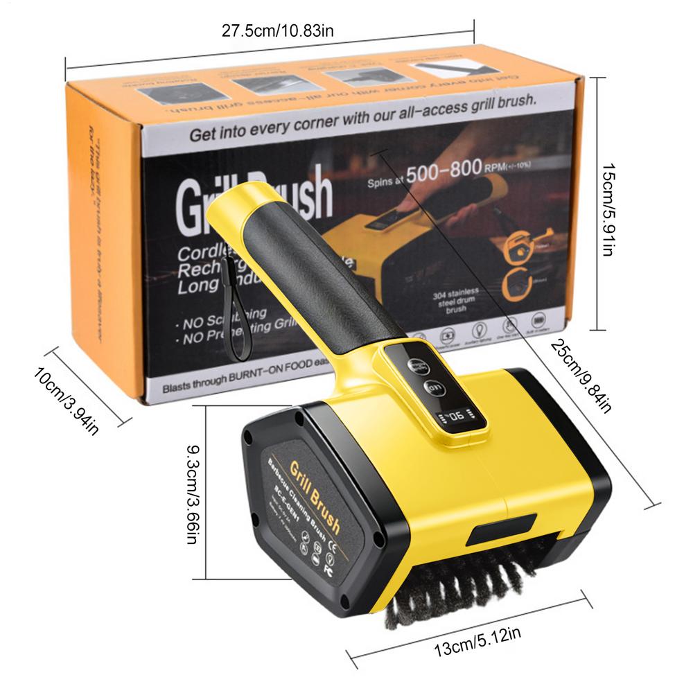 Electric BBQ Grill Brush 2 Powerful Speed Rechargeable Rechargeable Electric Grill Cleaner For Barbecue Grates Oven Kitchen жёлтый