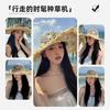 New big brim hollow straw hat women's summer seaside vacation beach sunshade sun protection photo sun hat trend