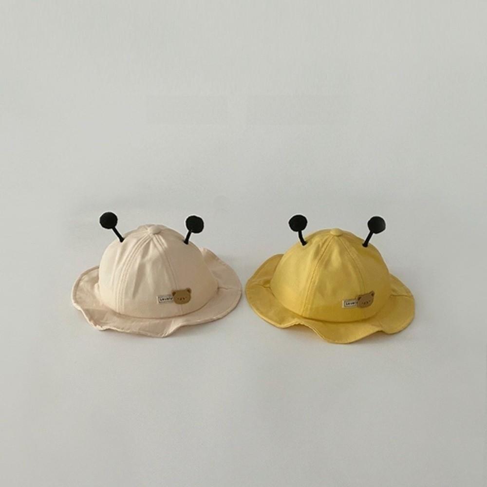 New Solid Color Baby Bucket Hat Wide Brim Cartoon Design Toddler Sun Hat Lightweight Breathable Kids Panama Hat Beach