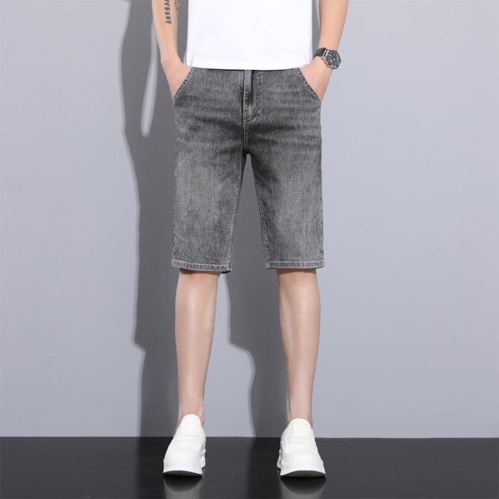 New Summer Men's Denim Cropped Pants Casual Shorts High Waist Mid-trousers
