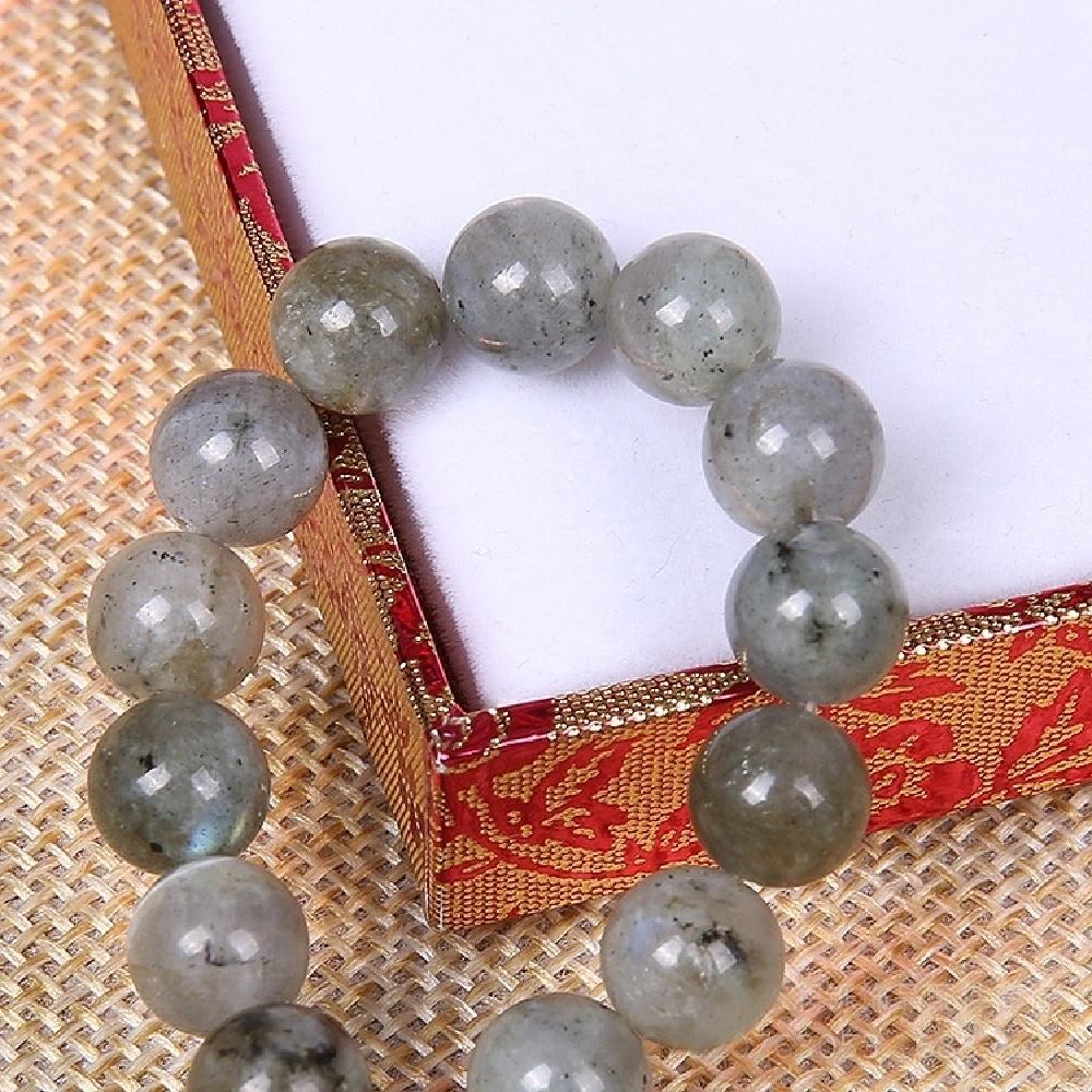 Gray Labradorite Stone Natural Moonstone Round Beads 15"Strand Smooth Loose Spacer Beads 4/6/8/10/12mm for Jewelry Making DIY Bracelets Accessories