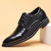 Luxury Brand Men's Leather Shoes Lace Pointy Derby Oxford Print Casual Mens Dress Shoes Man Wedding Party Shoes for Men