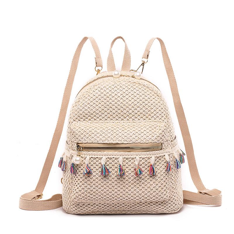 

Backpack small schoolbag female student simple small fresh grass woven backpack simple and versatile легкие хаки