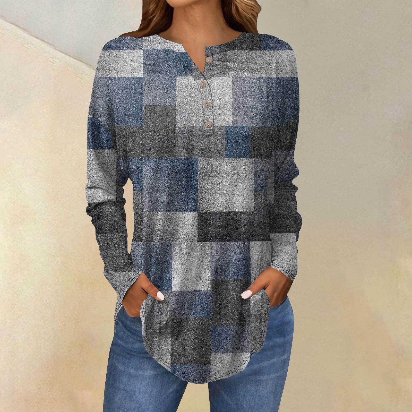 

Рубашки с длинным рукавом для женщин, модные повседневные футболки с круглым вырезом и принтом S тёмно-синий