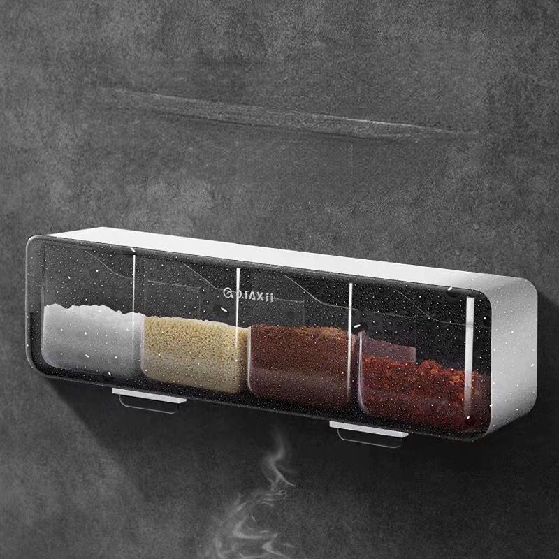Kitchen Wall Mounted Seasoning Box Salt Pepper Spice Rack Sugar for Kitchen Gadget Sets Organizer and Storage Container Tool