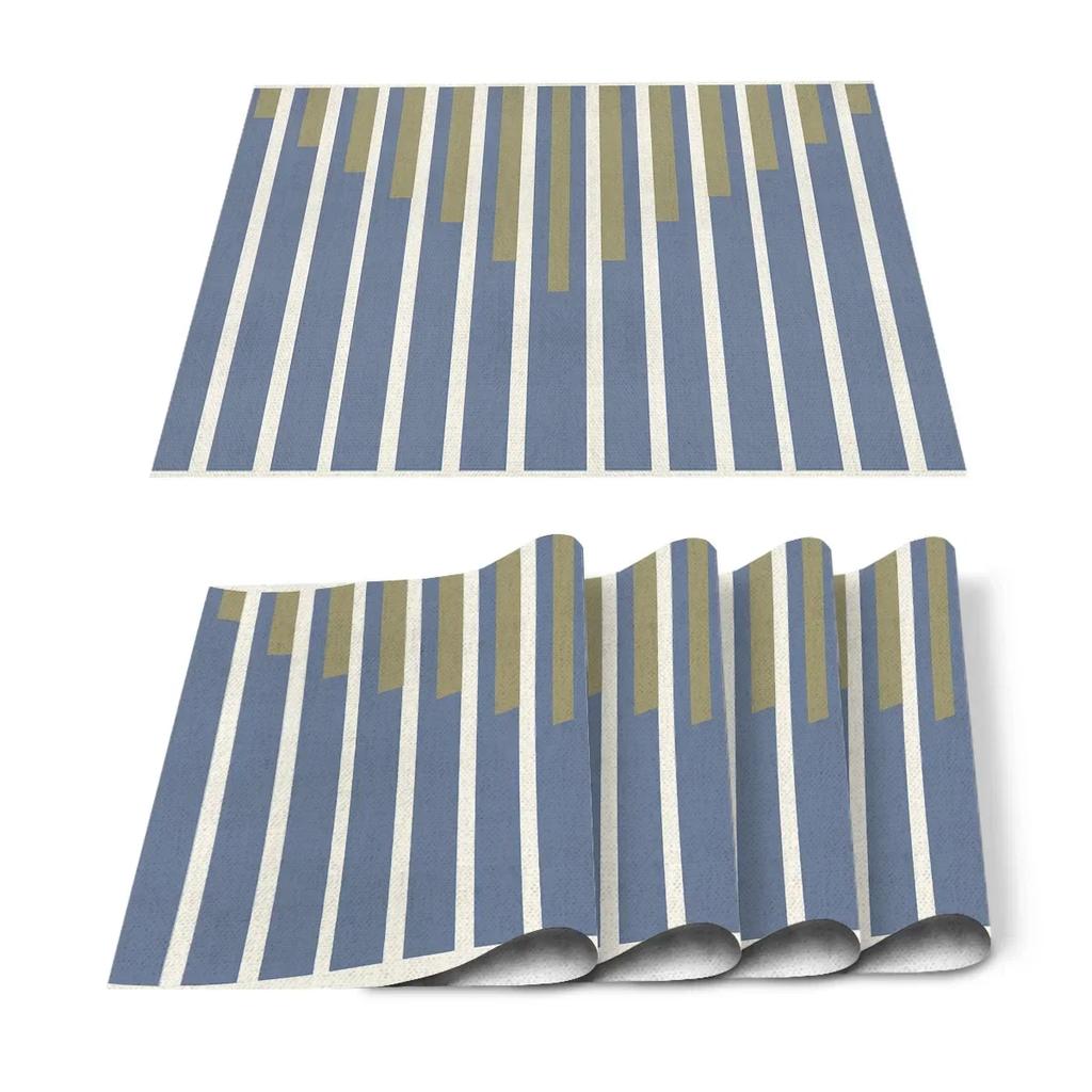 1PC Black White Stripes Pattern Table Mat Kitchen Decoration Placemat   For Wedding Dining Accessories