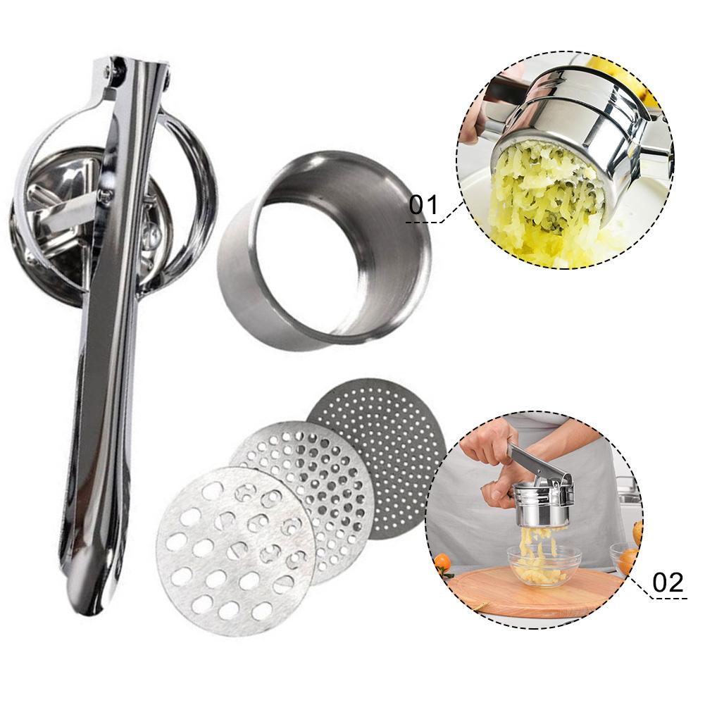Stainless Steel Potato Ricer And Masher For Potatoes Fruits Yams Squash Baby Food With 3 Interchangeable Fineness Discs