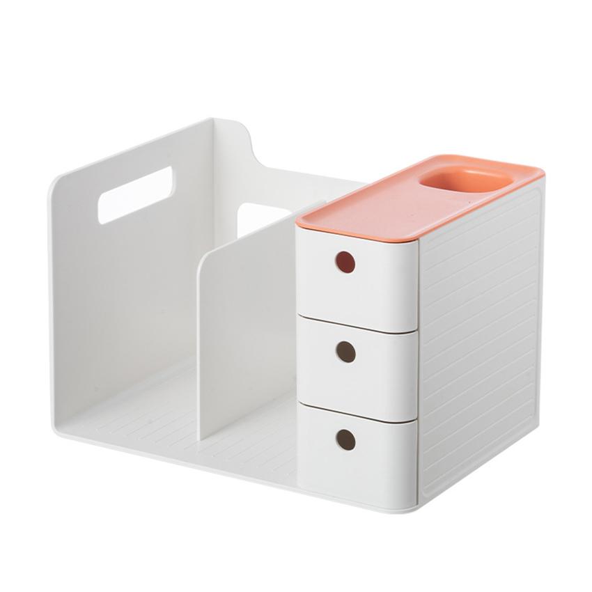 Book Holder Bookends with Two Drawers Students Desk Magazine File Holder Organizer Office Book Support Stand Rack