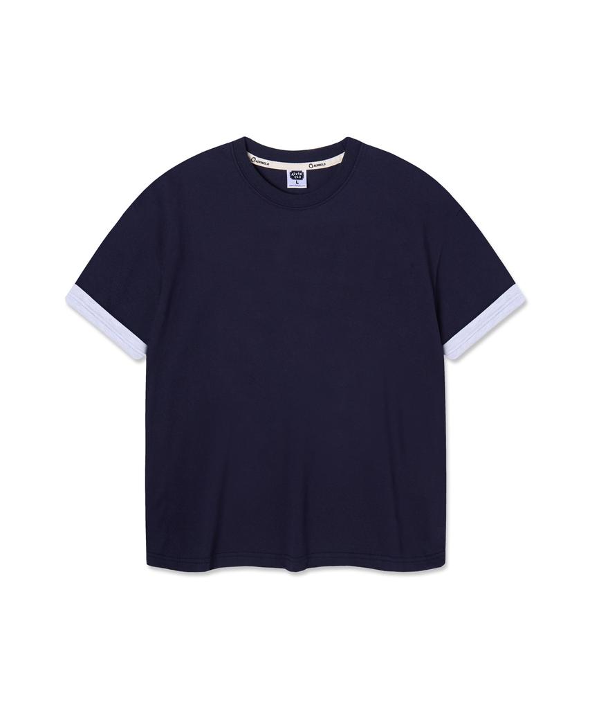 ALVINCLO Plain Color Block Roll-Up Short Sleeve Tee Ast3682 (4 Colors)