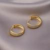 Hot Selling Niche Hoop Earrings: Gold/Silver-Plated, Zircon Inlaid, Unisex, Versatile, Silver Needle Jewelry