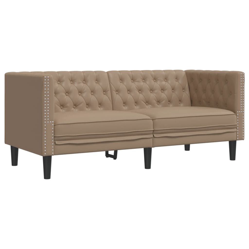 Chesterfield 2 Seater Sofa In Cappuccino Faux Leather